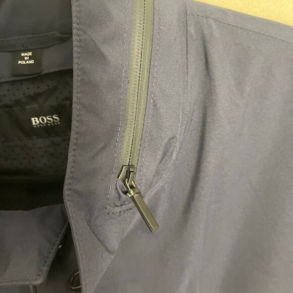 Hugo Boss Mens Water Repellent Jacket Navy Hooded Button and Zip Size 42L - Picture 11 of 13